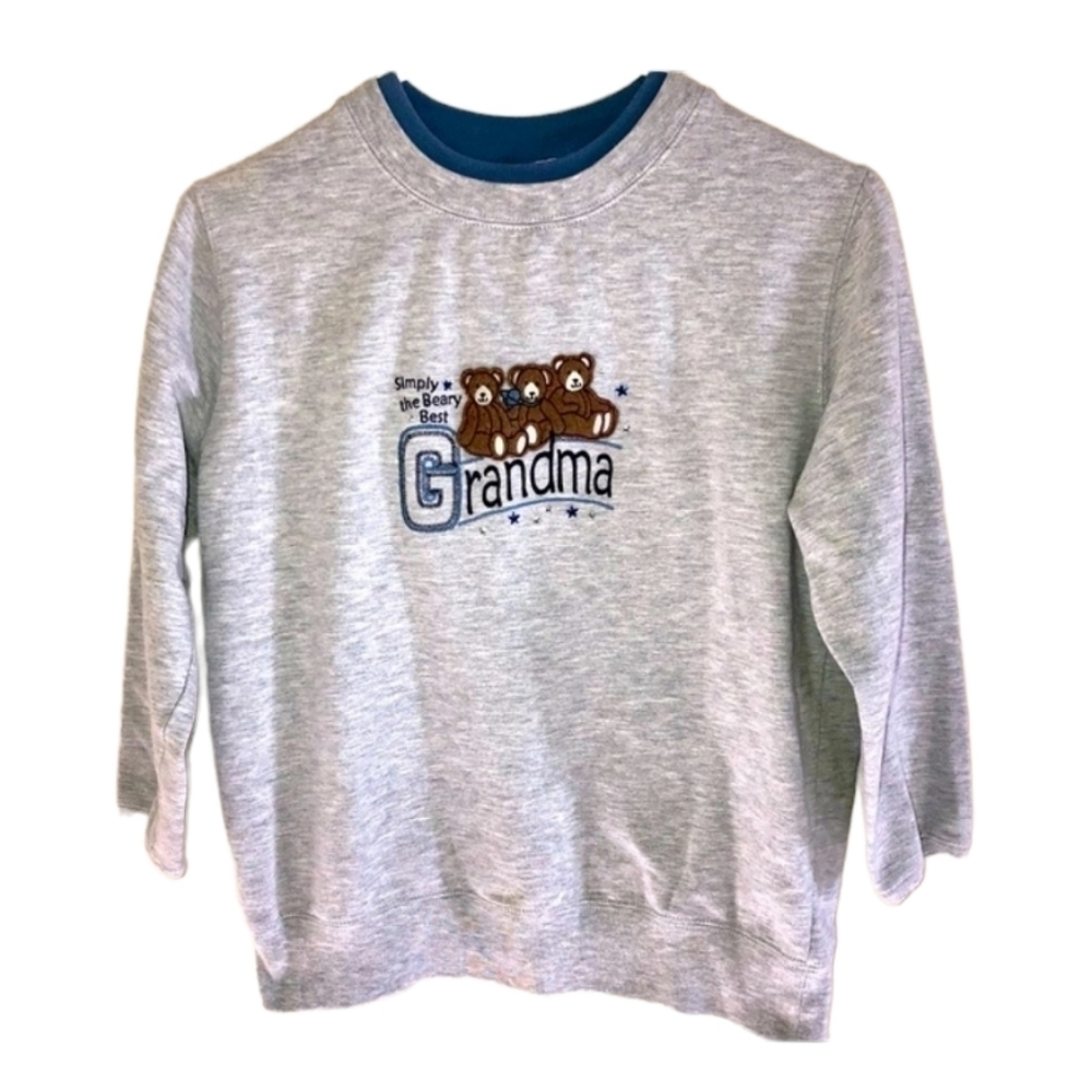 Vintage Simply the beary best grandma gray sweatshirt size PS